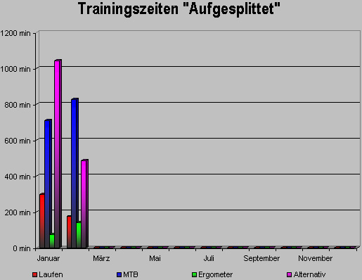 Trainingszeit Aufgesplittet Januar 2008